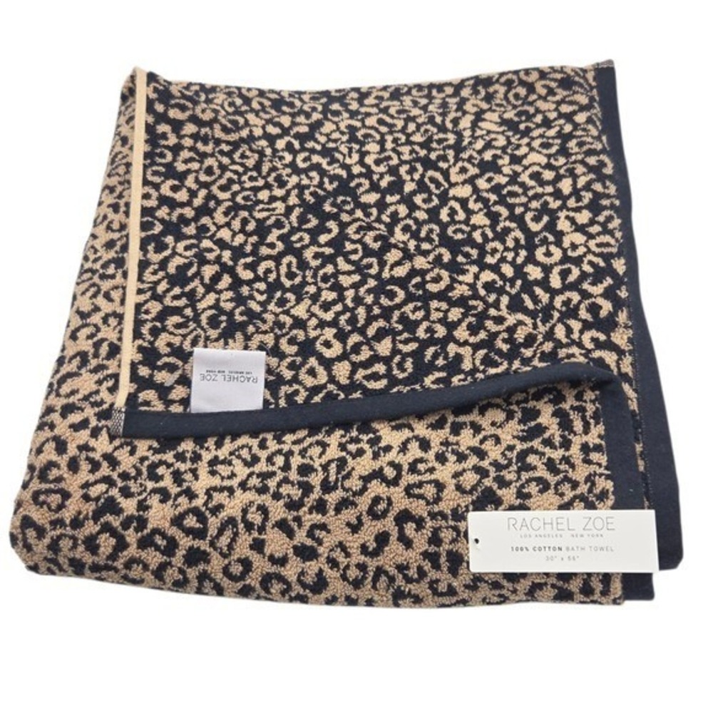 Rachel Zoe 8pc Leopard Cheetah Print Cotton Towel Set 2 Bath 2 Hand 4 Washcloths - Picture 9 of 12